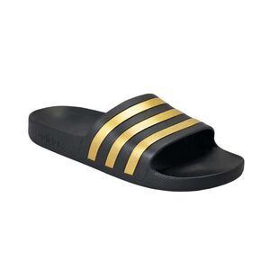 Adidas Mens Adilette Aqua Black Gold Casual Slide Sandals Size 8